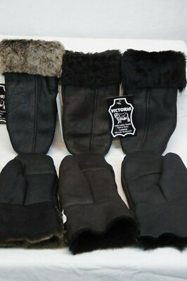 REAL GENUINE SHEEPSKIN SHEARLING LEATHER MITTENS UNISEX Fur Winter 3 COLOR S-2XL
