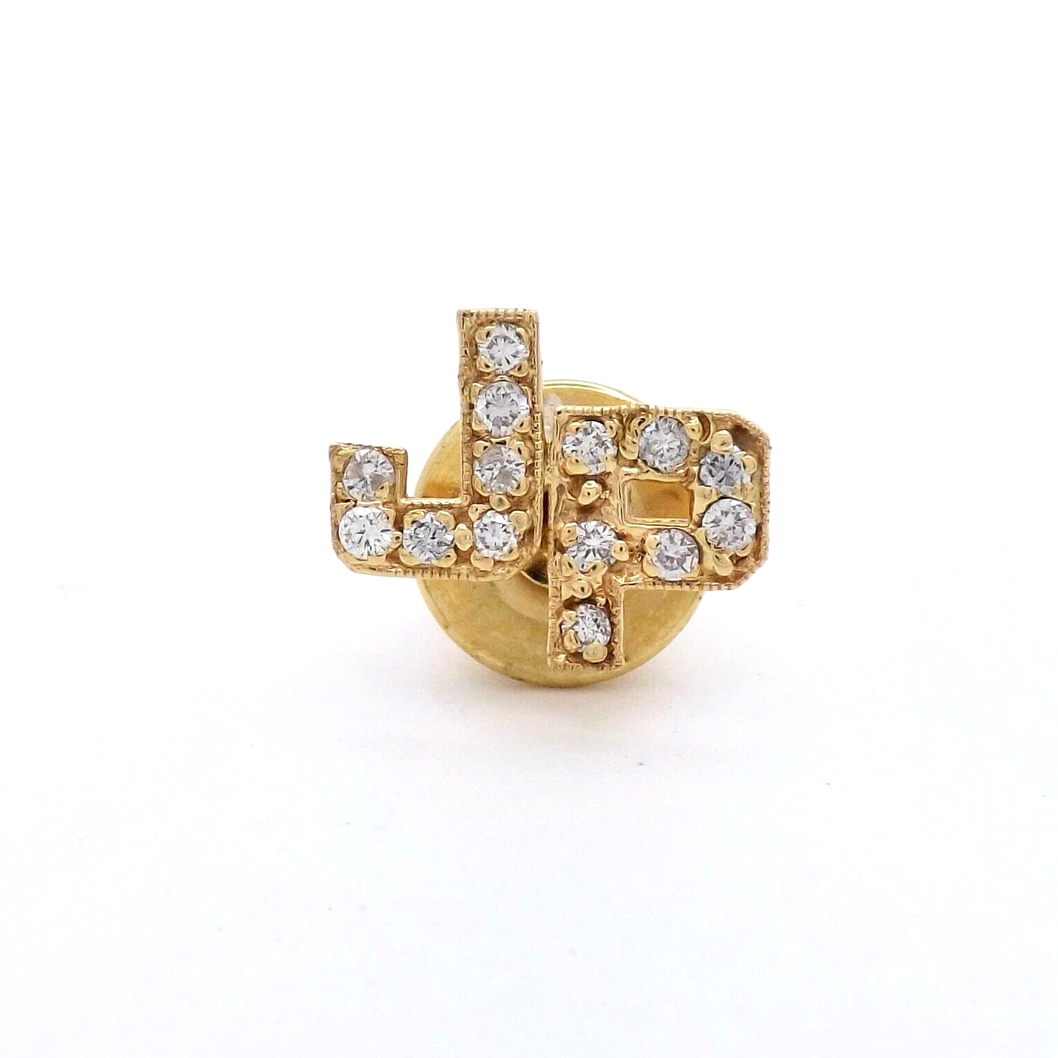 14k Gold Natural Diamond Letter Initials JP Tie Tac Lapel Pin Mens Unisex eBay