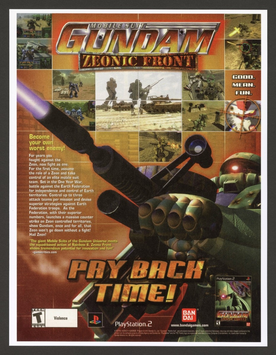Mobile Suit Gundam Zeonic Front Playstation 2 PS2 Game Promo Ad