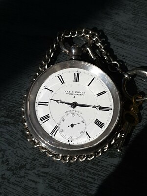 ANTIKE 0,800 SILBER SCHLÜSSEL TASCHENUHR POCKET WATCH KAY COMP WORCESTER