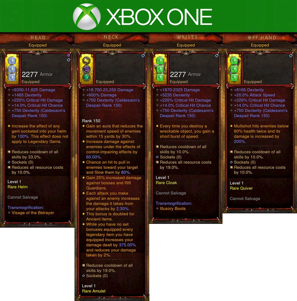 Diablo 3 RoS Xbox One | Series X/S Softcore | Ancient Modded Demon Hunter Set - Image 4 of 4