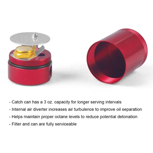 Red Aluminium PCV Baffled Oil Catch Can Tank Fit For 2016+ Chevrolet Camaro SS^ - Picture 5 of 9