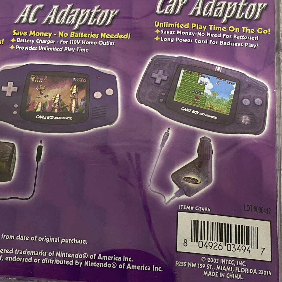 2001 Nintendo Game Boy Advance Value Pak Power Adaptor Kit Atomic Blue SEALED - Image 3 of 4