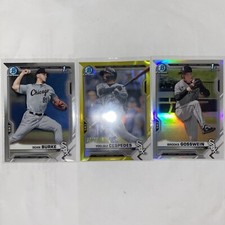 Yoelqui Cespedes Bowman Chrome Yellow Lava /75 & Gosswein Refractor & Burke Base