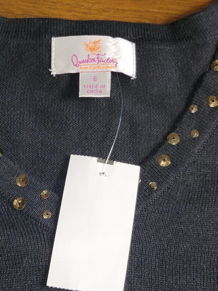 New Quacker Factory Womens Size S Embellished Christmas Tree Cardigan Sweater - Image 3 of 4