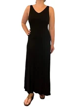 NARCISO RODRIGUEZ WOMEN'S BLACK  LONG MIDI MAXI SLEEVELESS TANK DRESS V NECK 8