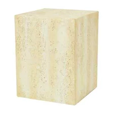 DecMode 14" x 18" Cream Magnesium Oxide Outdoor Accent Table Stool, 1 Piece