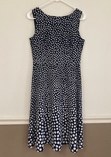 TALBOTS Women's Polka Dot Dress Size 4 Black Swing Dress Knee Length Retro