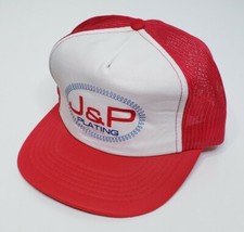 Vintage J  P Plating Mesh Foam Snapback Red Trucker Cap OSFA Vernon Headliner