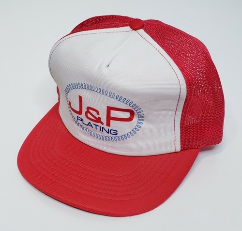 Vintage J & P Plating Mesh Foam Snapback Red Trucker Cap OSFA Vernon Headliner