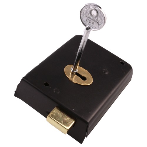 DOUBLE HANDED BLACK RIM DEAD LOCK & 2 Keys 100mm x 75mm Door Deadlock Gate Shed - Picture 5 of 14