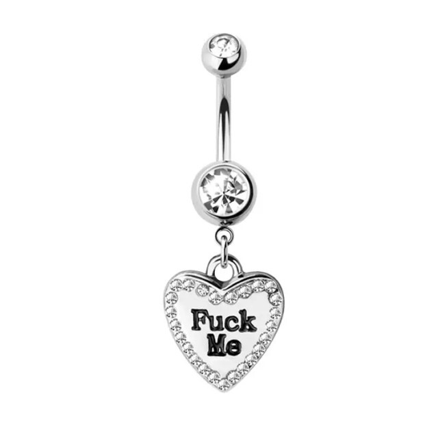 Dangle Belly Button Rings 14G Love Heart Clear CZ Belly Ring Navel Piercing Jewelry 10mm