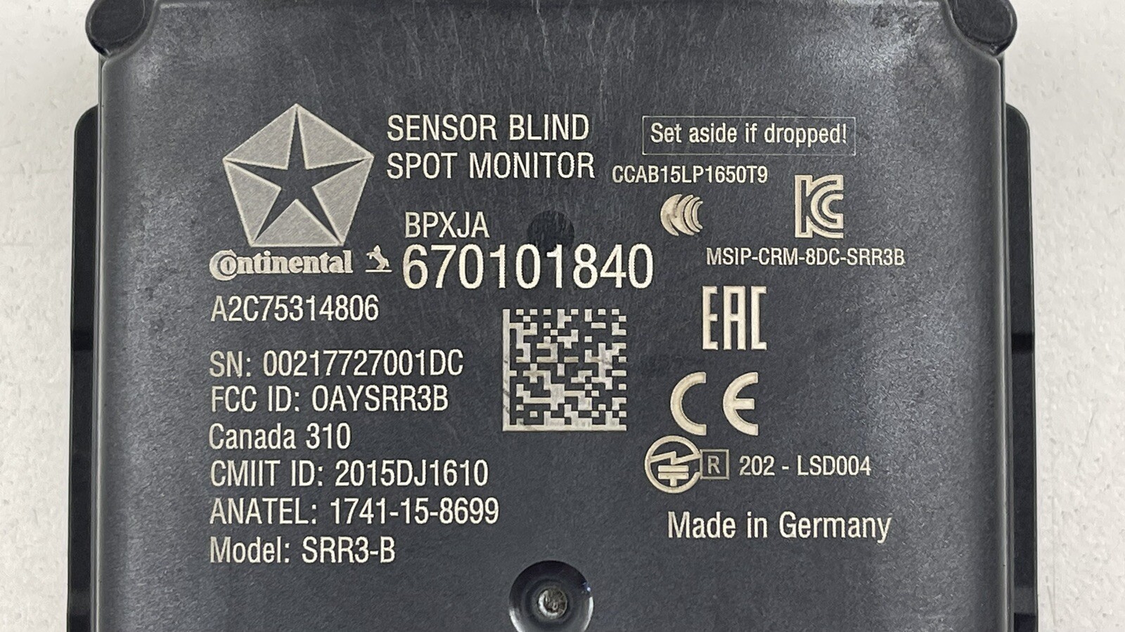 17-22 MASERATI QUATTROPORTE REAR BLIND SPOT SENSOR RADAR MONITOR 670101840 OEM