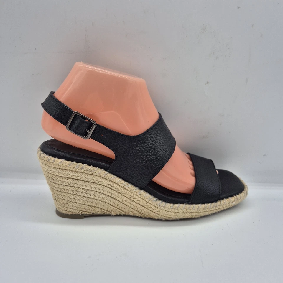 Sandalias para mujer SoftWalk talla 7 M Hartley alpargata con cuña negras (147 Foto 4 de 4