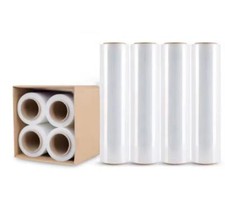 4 Rolls 18"x1500FT 80 Gauge Pallet Wrap Stretch Film Shrink Hand Wrap 1500'