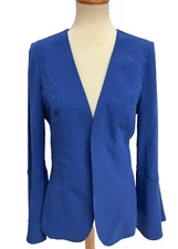 XOXO Women's Long Bell Sleeve Medium Blue Open Front Blazer Size L