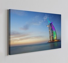 Burj-Al-Arab Dubai Skyline Leinwandbild Wandbild, Wohndeko Wandbehang