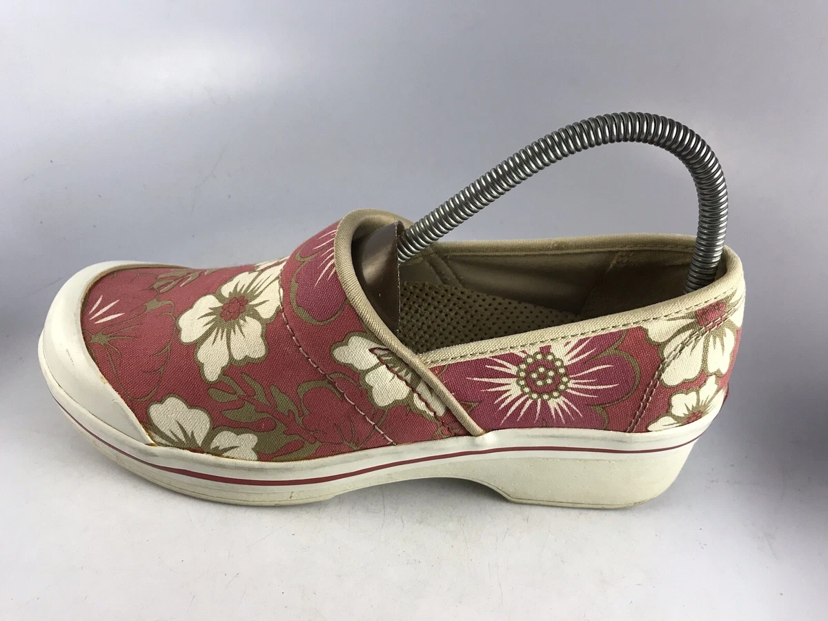 Dansko Vegan Volley Womens SZ 7.5 8 Clogs Mules Slip On Floral Red