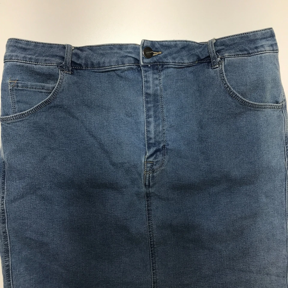 Falda &Denim by H&M para mujer talla 14 azul denim corte lavado claro elástica recta Foto 4 de 4