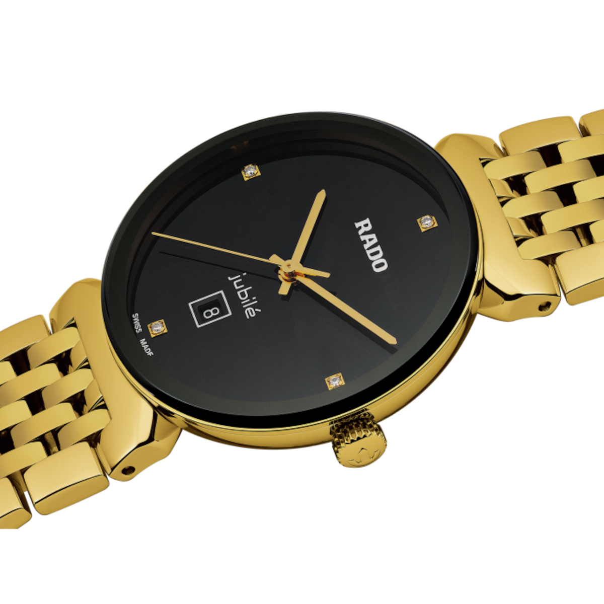 RADO FLORENCE ブラック/ゴールド RADO Florence Quartz Date Steel Gold Black Dial Men's Watch