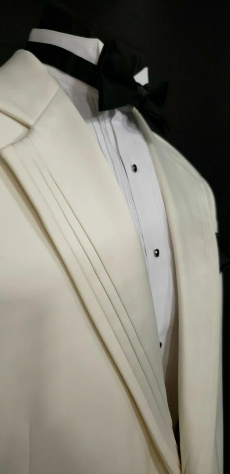 Off White Ivory DJ  Dinner Jacket lapel Notch Tuxedo Coat 2 Button Cruise Mason - Image 2 of 3