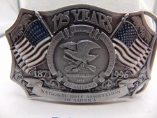 VINTAGE NRA 125 YEARS 1871-1996 COMMEMORATIVE BELT BUCKLE MADE IN USA