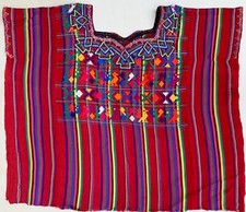 Vintage Guatemalan Huipil Embroidered HandWoven Textile - Nebaj - 28"Wx23"L