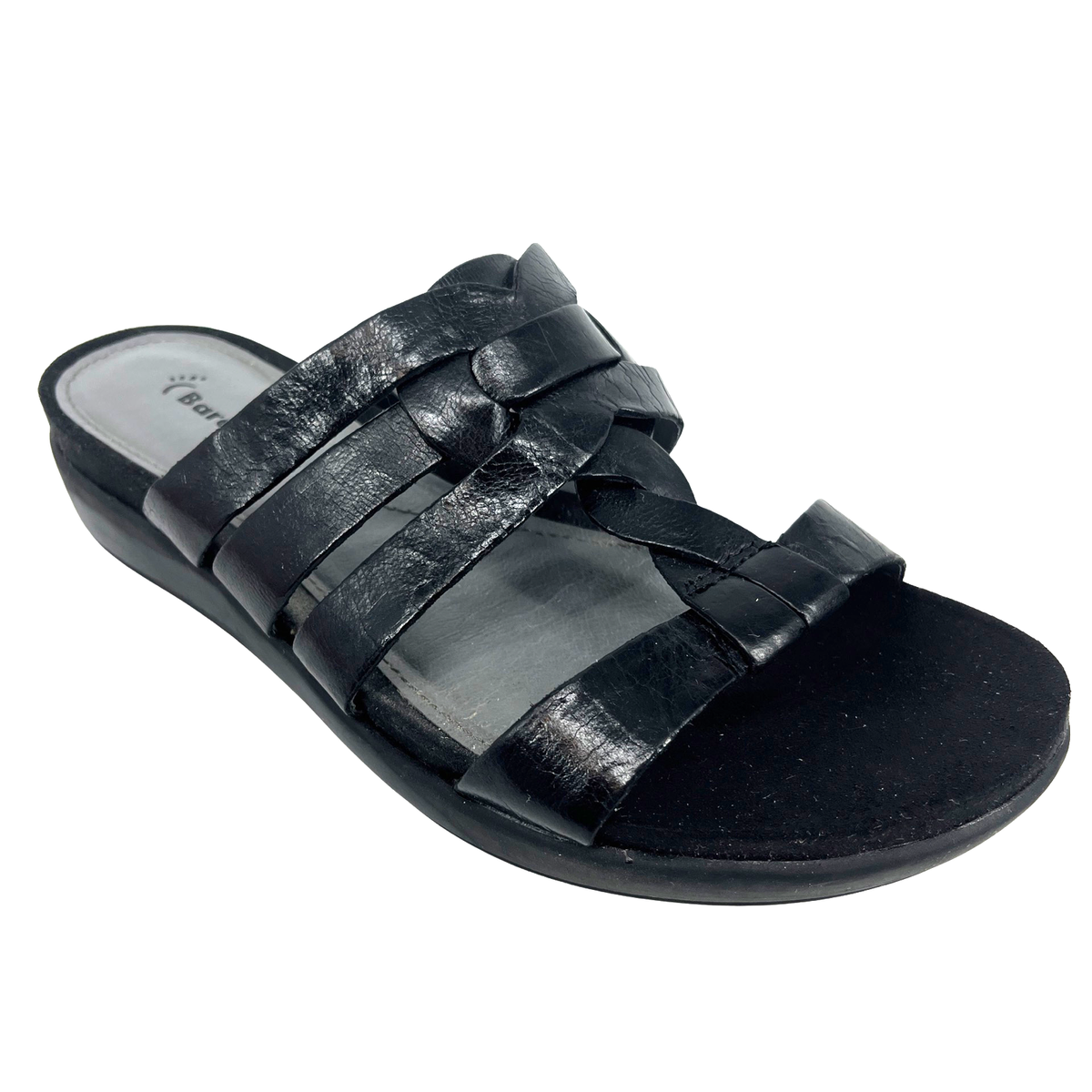 Women's BareTraps Anabelle Black Leather Slip On Sandals Shoes size 7.5M |  eBay