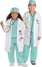 Doctor Lab Coat Scrubs Nurse Career Hero Fancy Dress Up Halloween Child Costume