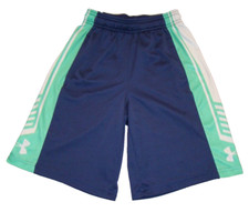 UNDER ARMOUR Boys Size Small Navy Blue Green Loose Athletic Basketball Shorts