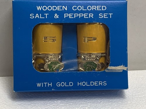 Nice Florida Souvenir Wooden Colored Salt & Pepper Set In Original Box GC - Picture 9 of 9