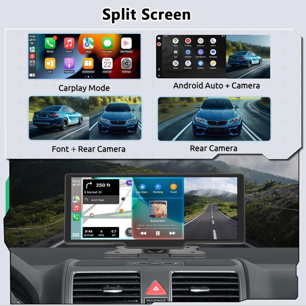 Autoradio Portatile Touchscreen 9.3" Wireless Apple CarPlay Android Fotocamera Auto foto 5