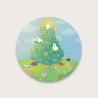 Sticker Vinyl Shiny Duck Chicken Comedy Fun Decoration Round form Adorable Cute