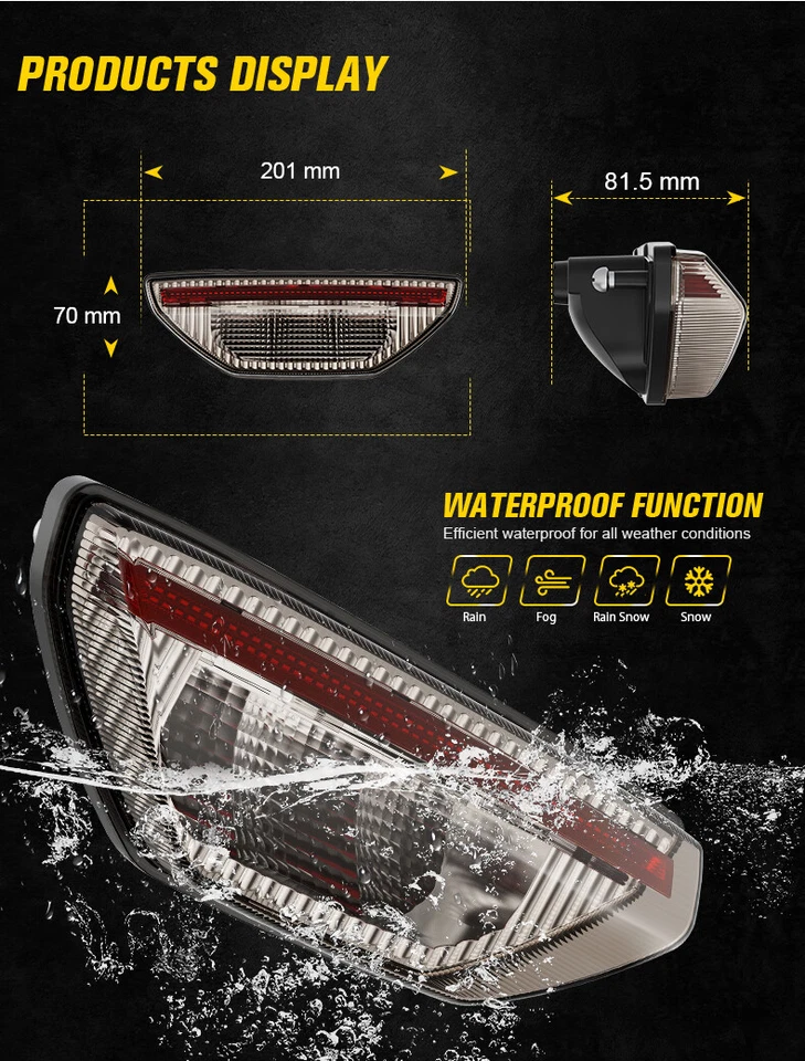 Luz trasera LED de humo lámpara de freno para Honda TRX 250X 250EX 300 400EX 400X 500 700 Foto 2 de 4