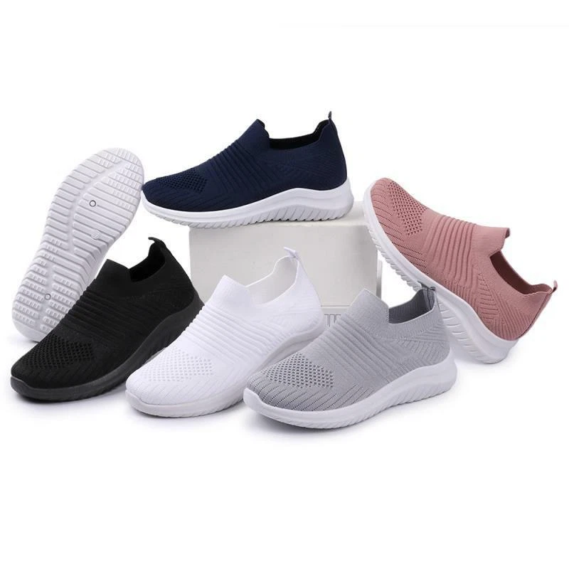 Women s Slip On Mesh Trainers Sneakers Run Fitness Gym Sports Pumps Shoe Size Uk