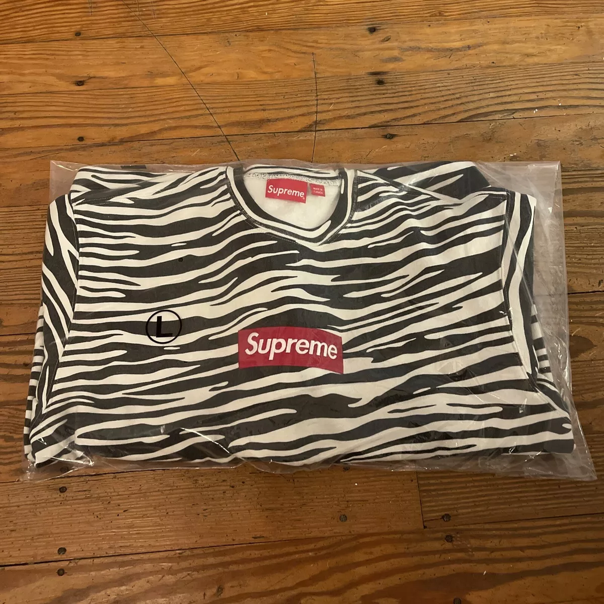 supreme Box Logo Crewneck Zebra L