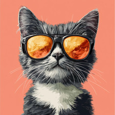 Wall Decal Sticker Cat with Sunglasses Wall Sticker 18X18cm Large