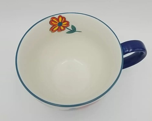 Grace Teaware 14 floz Footed Coffee / Tea Mug Vibrant Multicolor Floral Design - Picture 4 of 16
