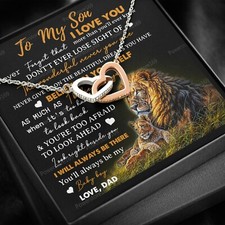 To My Son Necklace, Love Dad Father And Son Lion, Best Gifts For Son From Dad