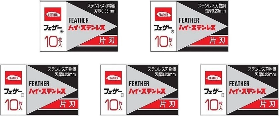 FEDER 50 Feather FHS-10 staniless Rasierklingen für Ein-Klingen-Rasierer