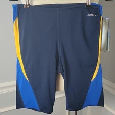 DOLFIN NeW Men's Navy Blue Gold Reliance Competition Swimsuit Jammer Shorts 32