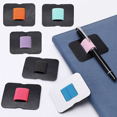 3X PU Leather Pen Holder Clip Selfadhesive Pencil Elastic Loop