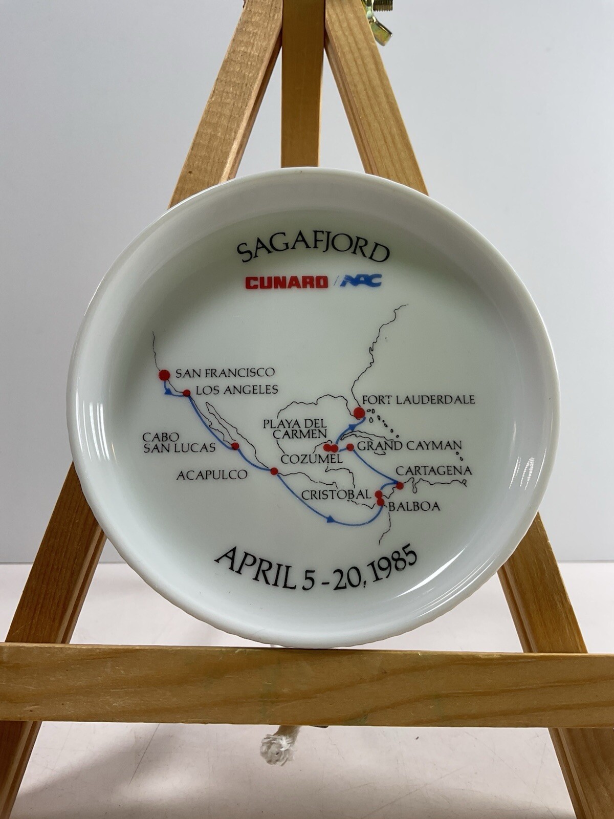 Cunard Coaster/Ashtray Cruise Ship Souvenir  Sagafjord April 1985 Vintage