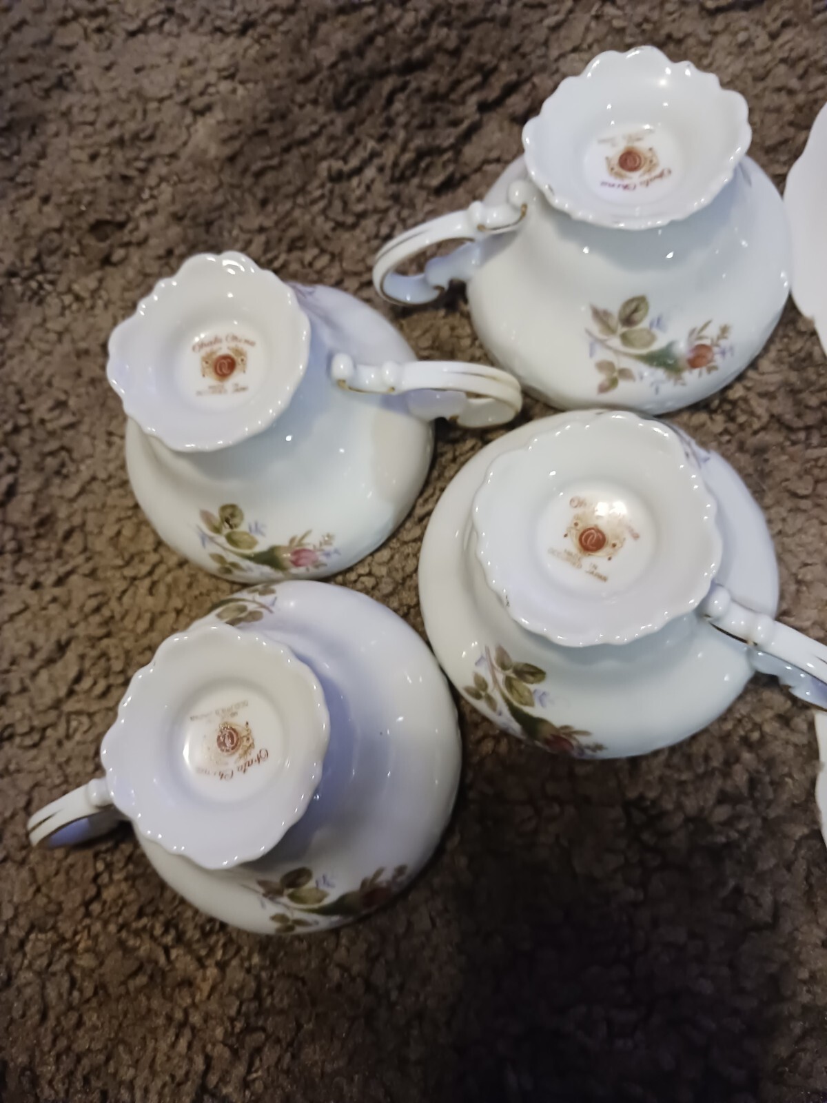 SET OF FOUR VINTAGE OHATA CHINA TEACUP & SAUCER MADE IN OCCUPIED JAPAN