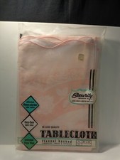 New in Unopened Package - Vintage Flannel Backed - 52X52 Pink Vinyl Tablecloth