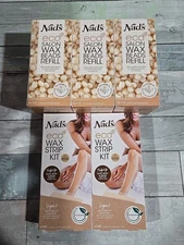 3 Nad's ECO Salon Wax Beads Refill Tea Tree Oil Hair Removal 10.6 oz & Strip Kit