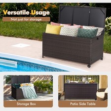190L Rattan Outdoor Storage Box Patio Deck Container