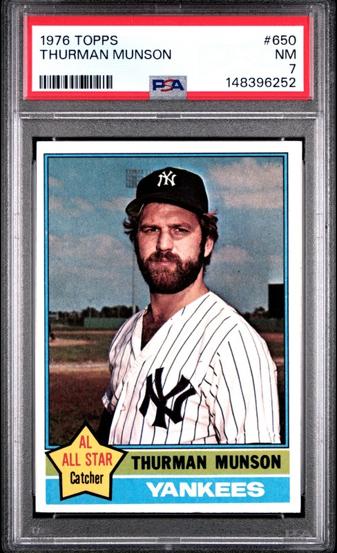 1976 TOPPS #650 THURMAN MUNSON PSA 7