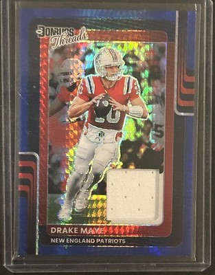 2025 Panini Donruss Drake Maye #DTBH-DMY Blue Hyper Threads Patch