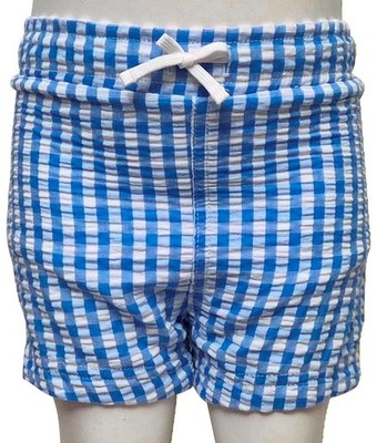 MARKS & SPENCER Baby Boys Blue Checkered UPF 50+ Elasticated Swim Shorts